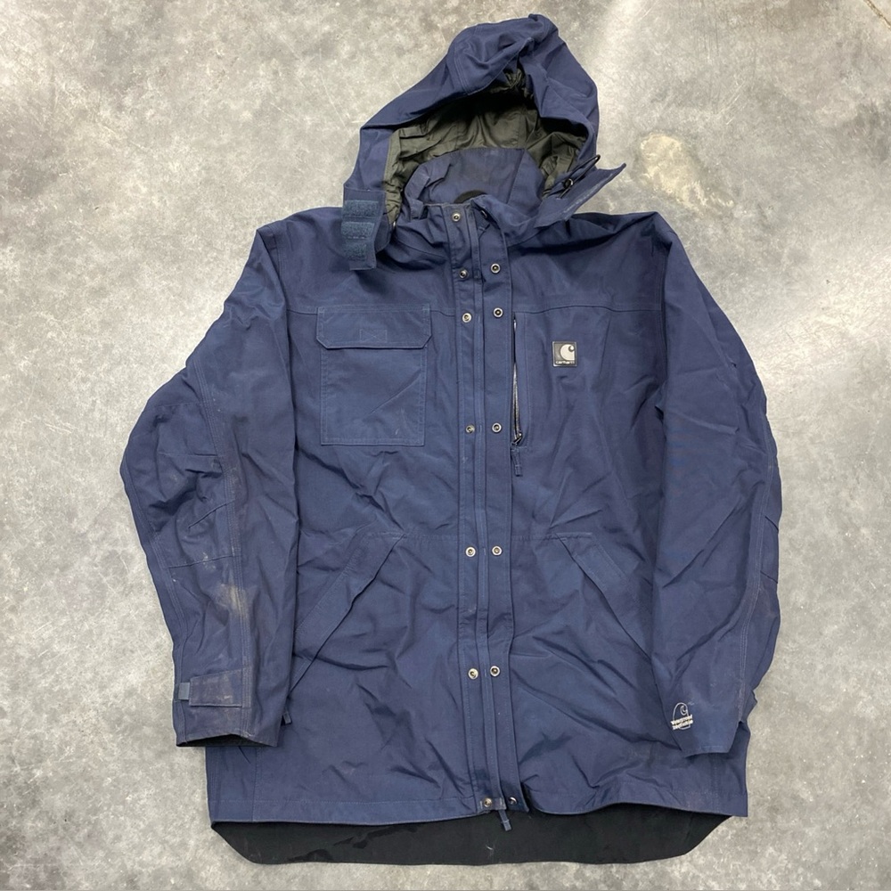 Carhartt Men's Blue Hooded Jacket C72-BLS L Measurement